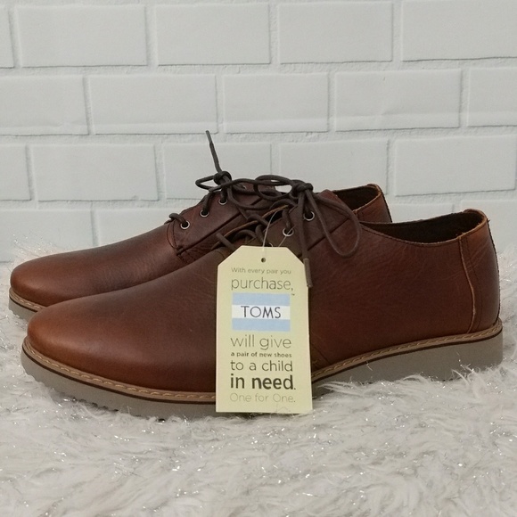 SOLD~Toms Peanut Brown Leather Preston Dress Shoes - Picture 6 of 8